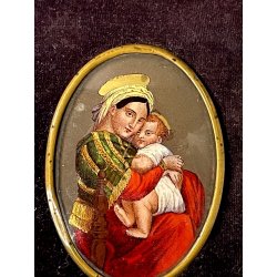 ANTICO LIBRO di PREGHIERE del CRISTIANO tascabile 1872 miniatura MADONNA BAMBINO