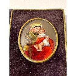 ANTICO LIBRO di PREGHIERE del CRISTIANO tascabile 1872 miniatura MADONNA BAMBINO