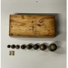ANTICO SET PESI per BILANCIA di precisione con BASAMENTO in LEGNO
