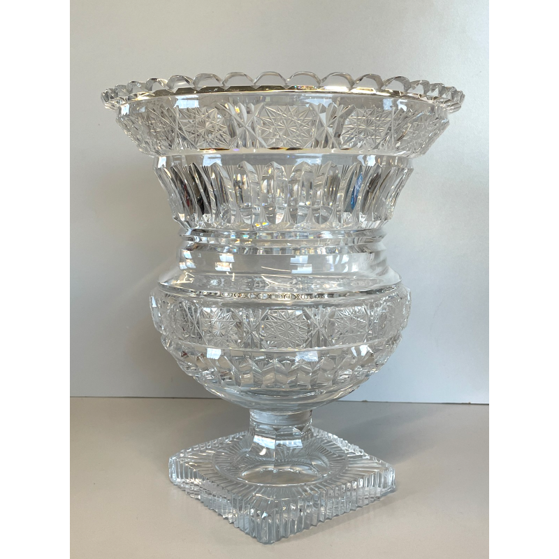 GRANDE COPPA CENTROTAVOLA CRISTALLO BOEMIA MOLATO BOWL CUP ø 25 x 28 cm/h 1960