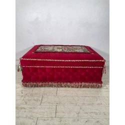 GRANDE PUFF ELEGANTE POGGIA PIEDI STILE ANTICO CON ROTELLE 113cm X 76cm ANNI 70
