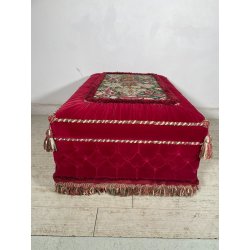 GRANDE PUFF ELEGANTE POGGIA PIEDI STILE ANTICO CON ROTELLE 113cm X 76cm ANNI 70