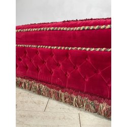 GRANDE PUFF ELEGANTE POGGIA PIEDI STILE ANTICO CON ROTELLE 113cm X 76cm ANNI 70