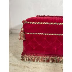 GRANDE PUFF ELEGANTE POGGIA PIEDI STILE ANTICO CON ROTELLE 113cm X 76cm ANNI 70