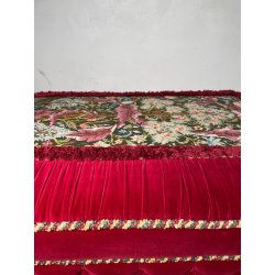 GRANDE PUFF ELEGANTE POGGIA PIEDI STILE ANTICO CON ROTELLE 113cm X 76cm ANNI 70