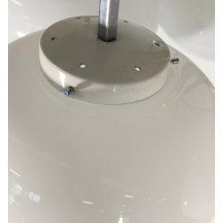 LAMPADARIO A SOSPENSIONE 5 LUCI VETRO METALLO CROMATO DESIGN ANNI 70 LAMP GLASS