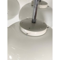 LAMPADARIO A SOSPENSIONE 5 LUCI VETRO METALLO CROMATO DESIGN ANNI 70 LAMP GLASS