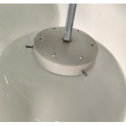 LAMPADARIO A SOSPENSIONE 5 LUCI VETRO METALLO CROMATO DESIGN ANNI 70 LAMP GLASS