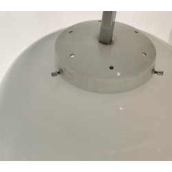 LAMPADARIO A SOSPENSIONE 5 LUCI VETRO METALLO CROMATO DESIGN ANNI 70 LAMP GLASS