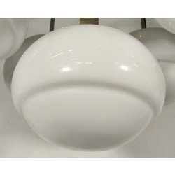 LAMPADARIO A SOSPENSIONE 5 LUCI VETRO METALLO CROMATO DESIGN ANNI 70 LAMP GLASS