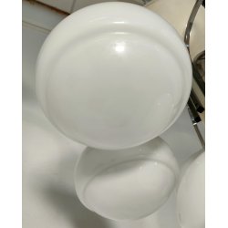 LAMPADARIO A SOSPENSIONE 5 LUCI VETRO METALLO CROMATO DESIGN ANNI 70 LAMP GLASS