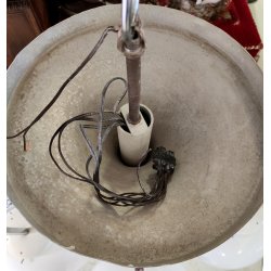 LAMPADARIO A SOSPENSIONE 5 LUCI VETRO METALLO CROMATO DESIGN ANNI 70 LAMP GLASS