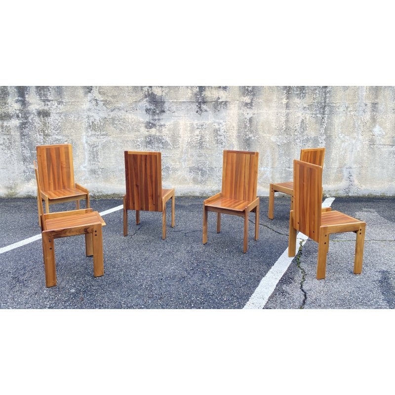 SET 6 SEDIE PRANZO DESIGN ANNI 80 ATT Mario Marenco LEGNO FRASSINO CHAIR VINTAGE