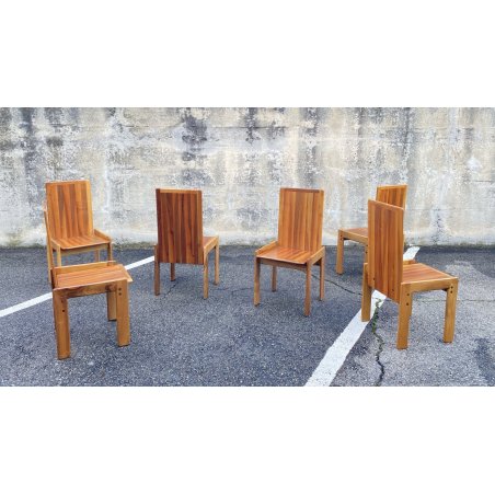 SET 6 SEDIE PRANZO DESIGN ANNI 80 ATT Mario Marenco LEGNO FRASSINO CHAIR VINTAGE