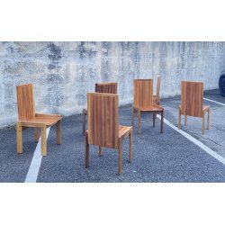 SET 6 SEDIE PRANZO DESIGN ANNI 80 ATT Mario Marenco LEGNO FRASSINO CHAIR VINTAGE