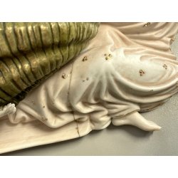 antica GRANDE ACQUASANTIERA ANGELI porcellana bisquit CONCHIGLIA h 27 cm BAROCCA