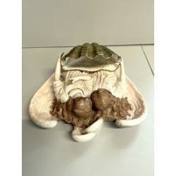 antica GRANDE ACQUASANTIERA ANGELI porcellana bisquit CONCHIGLIA h 27 cm BAROCCA