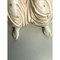 antica GRANDE ACQUASANTIERA ANGELI porcellana bisquit CONCHIGLIA h 27 cm BAROCCA