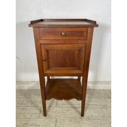 ANTICO COMODINO INTARSIATO LEGNO NOCE epoca '900 CASSETTO ANTA RIPIANO CONSOLLE