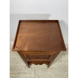 ANTICO COMODINO INTARSIATO LEGNO NOCE epoca '900 CASSETTO ANTA RIPIANO CONSOLLE