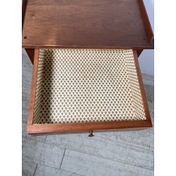 ANTICO COMODINO INTARSIATO LEGNO NOCE epoca '900 CASSETTO ANTA RIPIANO CONSOLLE