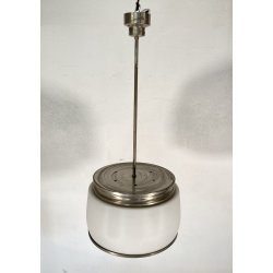 LAMPADARIO SOSPENSIONE DESIGN Sergio Mazza Kappa VETRO ACCIAIO CROMATO ANNI 60