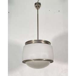 LAMPADARIO SOSPENSIONE DESIGN Sergio Mazza Kappa VETRO ACCIAIO CROMATO ANNI 60
