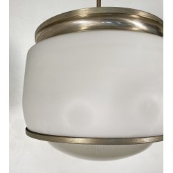 LAMPADARIO SOSPENSIONE DESIGN Sergio Mazza Kappa VETRO ACCIAIO CROMATO ANNI 60