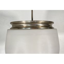 LAMPADARIO SOSPENSIONE DESIGN Sergio Mazza Kappa VETRO ACCIAIO CROMATO ANNI 60