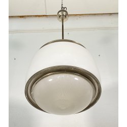 LAMPADARIO SOSPENSIONE DESIGN Sergio Mazza Kappa VETRO ACCIAIO CROMATO ANNI 60