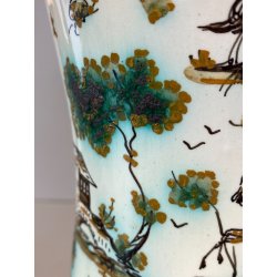 ANTICO VASO ALBARELLO MAIOLICA Levantino SAVONA DECORO FIGURE PAESAGGIO 23,5 cm