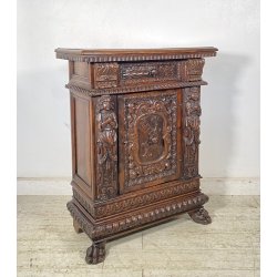 ANTICA CREDENZA BAROCCO 1800 LEGNO NOCE ABETE INTAGLIATO ZAMPE SECRETAIRE