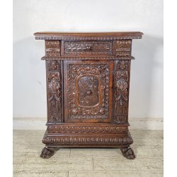 ANTICA CREDENZA BAROCCO 1800 LEGNO NOCE ABETE INTAGLIATO ZAMPE SECRETAIRE