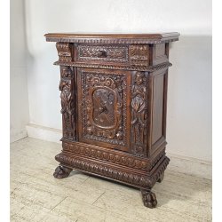 ANTICA CREDENZA BAROCCO 1800 LEGNO NOCE ABETE INTAGLIATO ZAMPE SECRETAIRE
