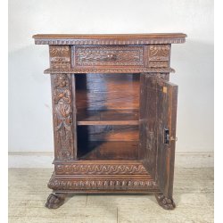 ANTICA CREDENZA BAROCCO 1800 LEGNO NOCE ABETE INTAGLIATO ZAMPE SECRETAIRE