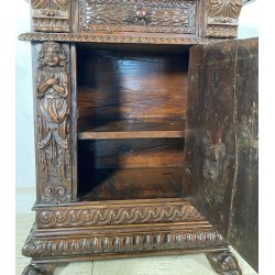 ANTICA CREDENZA BAROCCO 1800 LEGNO NOCE ABETE INTAGLIATO ZAMPE SECRETAIRE