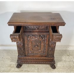 ANTICA CREDENZA BAROCCO 1800 LEGNO NOCE ABETE INTAGLIATO ZAMPE SECRETAIRE