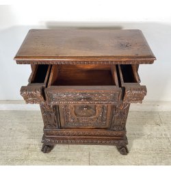 ANTICA CREDENZA BAROCCO 1800 LEGNO NOCE ABETE INTAGLIATO ZAMPE SECRETAIRE