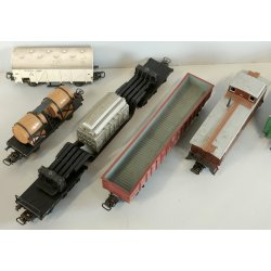 Lotto 7pz VAGONE CARROZZA CARRO MERCI TRENINO Marklin Lima MODELLINO scala H0