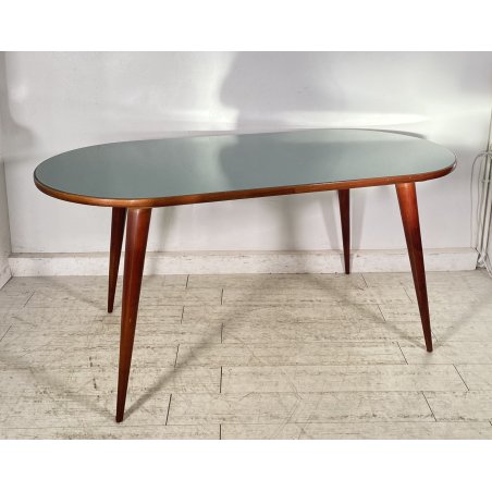 TAVOLO PRANZO DESIGN ANNI 60 ATTR Ico Parisi LEGNO VETRO TABLE VINTAGE