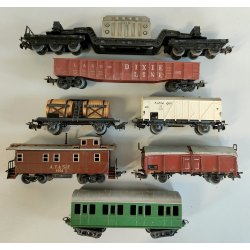 Lotto 7pz VAGONE CARROZZA CARRO MERCI TRENINO Marklin Lima MODELLINO scala H0