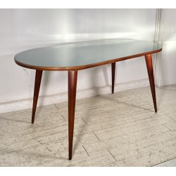 TAVOLO PRANZO DESIGN ANNI 60 ATTR Ico Parisi LEGNO VETRO TABLE VINTAGE