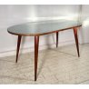 TAVOLO PRANZO DESIGN ANNI 60 ATTR Ico Parisi LEGNO VETRO TABLE VINTAGE