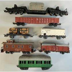 Lotto 7pz VAGONE CARROZZA CARRO MERCI TRENINO Marklin Lima MODELLINO scala H0