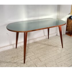 TAVOLO PRANZO DESIGN ANNI 60 ATTR Ico Parisi LEGNO VETRO TABLE VINTAGE