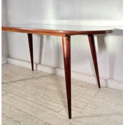 TAVOLO PRANZO DESIGN ANNI 60 ATTR Ico Parisi LEGNO VETRO TABLE VINTAGE
