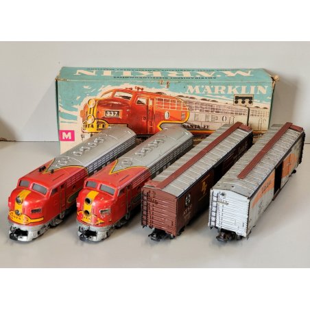 TRENINO Marklin LOCOMOTIVA DIESEL Santa Fe 337 Vagoni 2 Cargo scala H0 CONVOGLIO