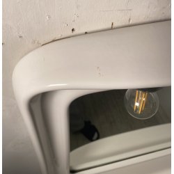 SPECCHIO DESIGN PARETE BAGNO CERAMICA BIANCA 3 LUCI VETRO ANNI 70 MIRROR SPECCHI