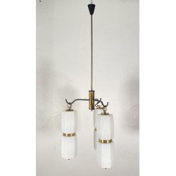 LAMPADARIO DESIGN STILNOVO ANNI 60 OTTONE VETRO LAMPADA SOSPENSIONE VINTAGE