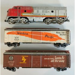 TRENINO Marklin LOCOMOTIVA DIESEL Santa Fe 337 Vagoni 2 Cargo scala H0 CONVOGLIO